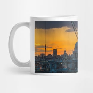 Sunset over St Paul's Cathedral with cranes Mug